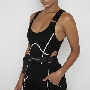 High leg reflective bodysuit with belt